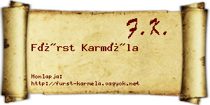 Fürst Karméla névjegykártya